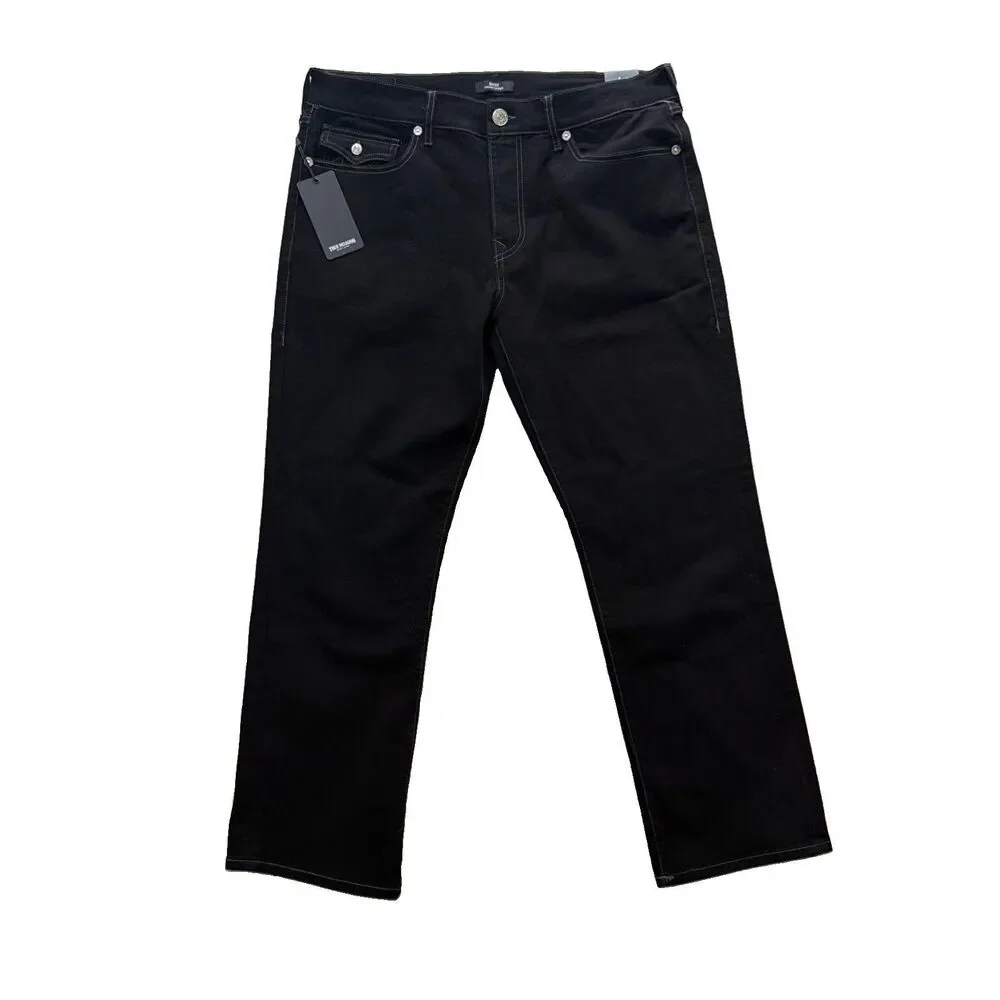 True Religion Ricky SN Flap Straight Jeans Men's Size 36x30 Body Rinse Black NWT